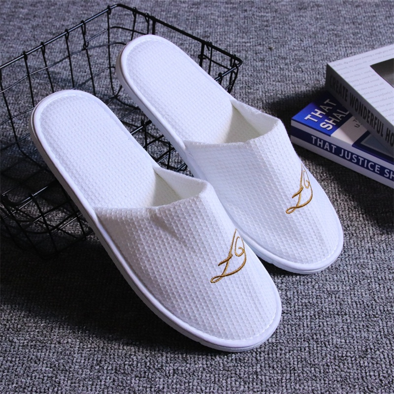 Zapatilla desechable de tela waffle con suela EVA ecológica para hotel, antideslizante, resistente al desgaste, se puede utilizar para hotel, viaje, resort y spa