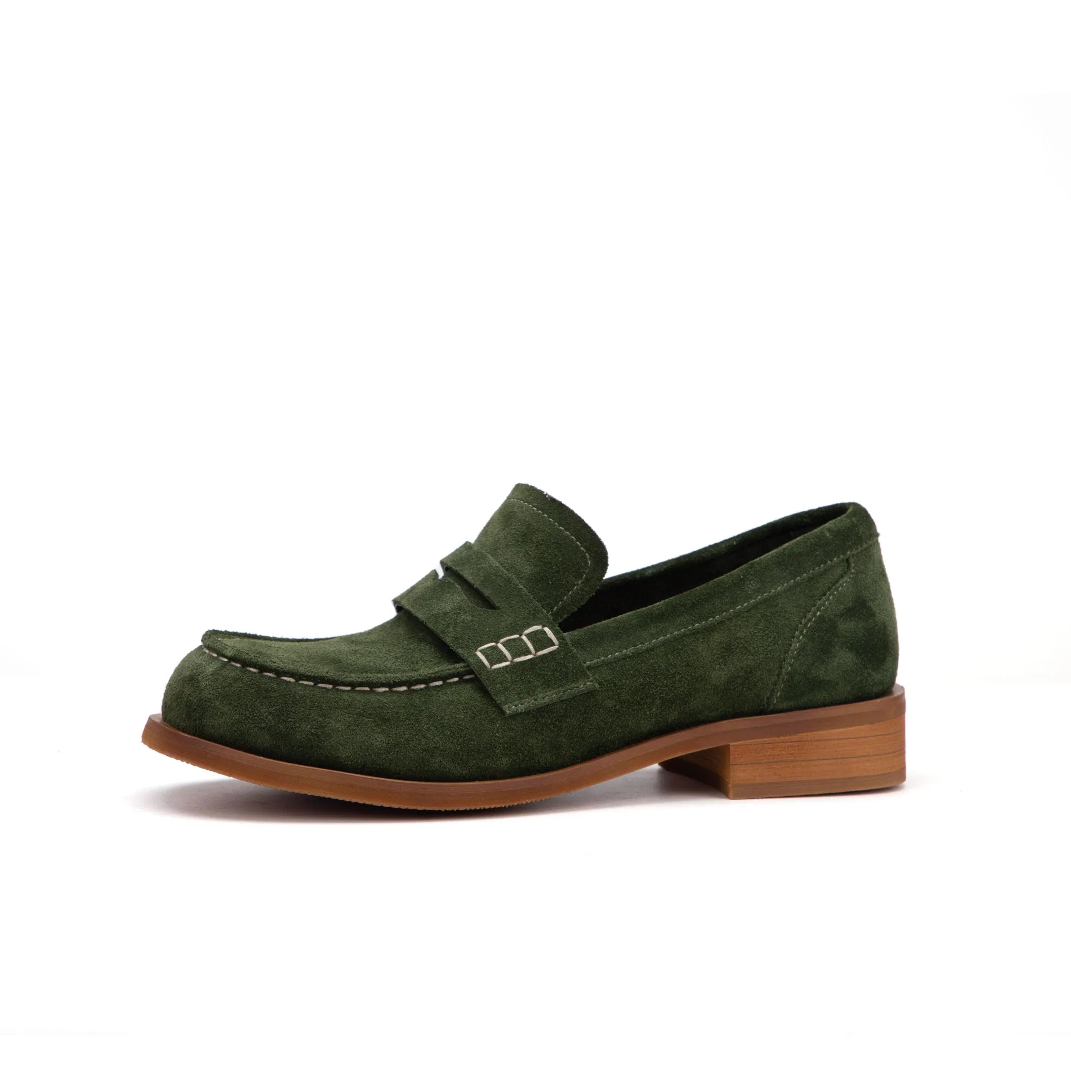 Zapatos de mujer de ante clásicos hechos a mano, mocasines de diseño, zapatos de oficina para mujeres, zapatos de vestir