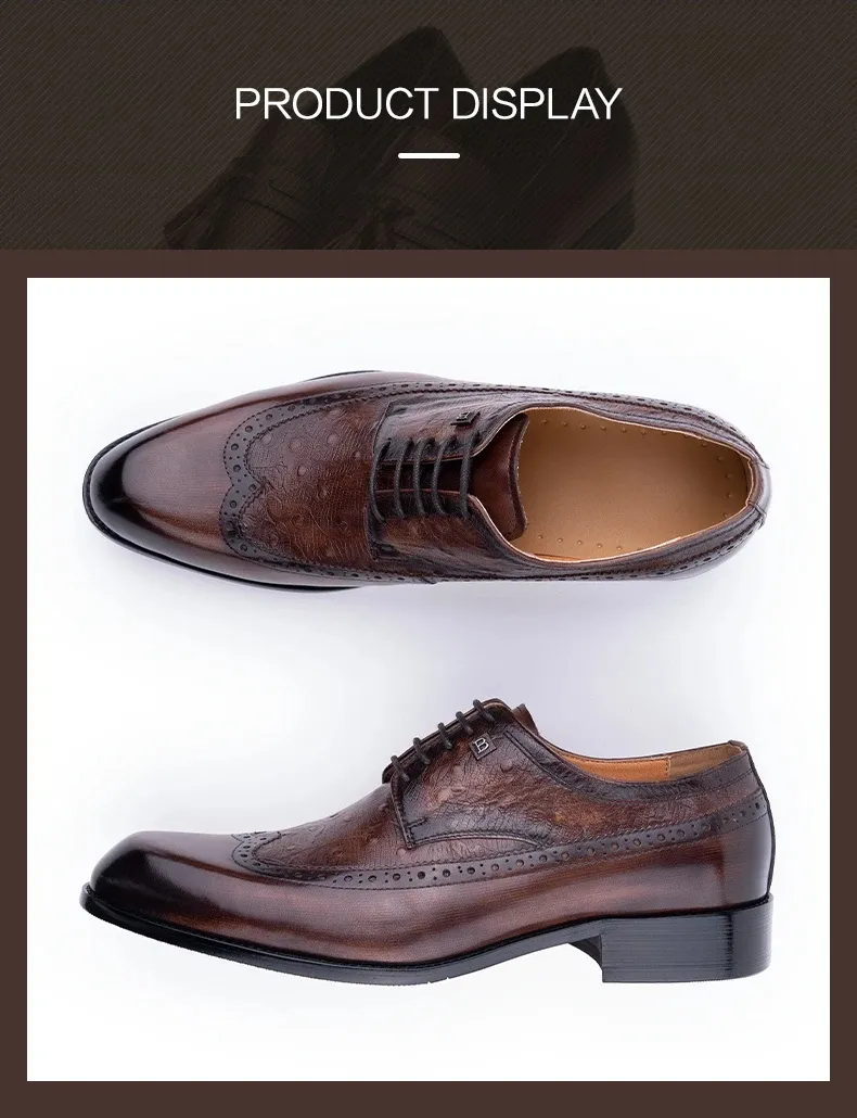 Zapatos de cuero elegantes, cuero genuino puro, hechos a mano, formales, clásicos, zapatos de vestir para hombre