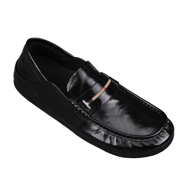 Zapatos Bean Slip-on de Bajo Topo Cómodos de Boca Baja para Hombre, Calzado Plano de Cuatro Estaciones con Tacón Bajo, Estilo de Cuero de Dos Capas a Cuadros