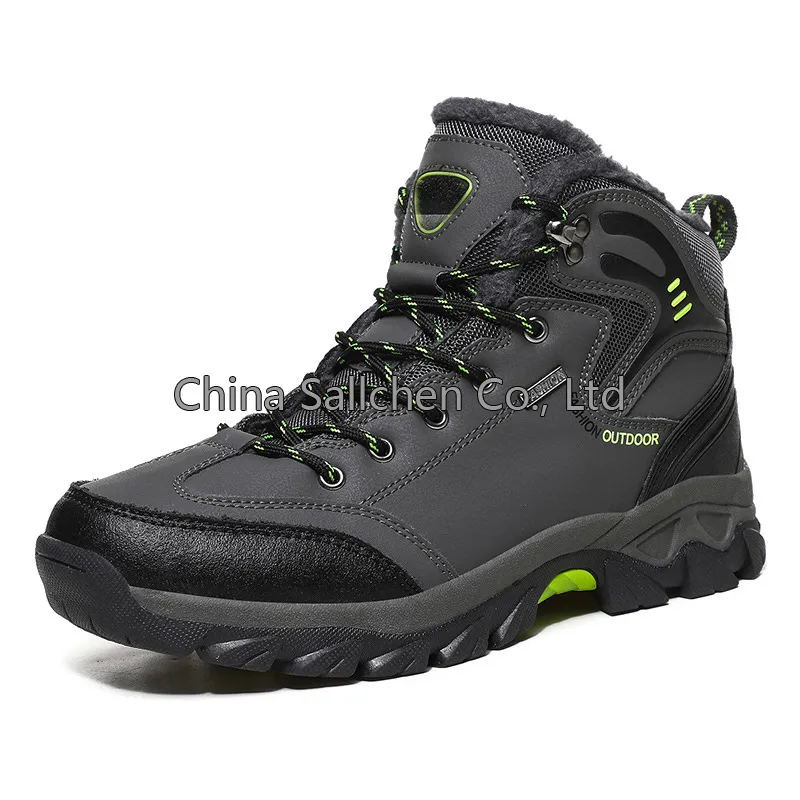 Zapatos de senderismo de caña alta con forro grueso para exteriores, zapatos de montañismo