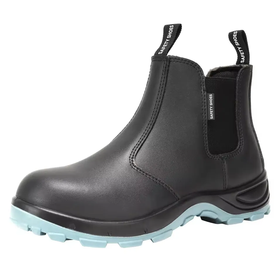 Botas de seguridad de cuero Chelsea para hombres con punta de acero