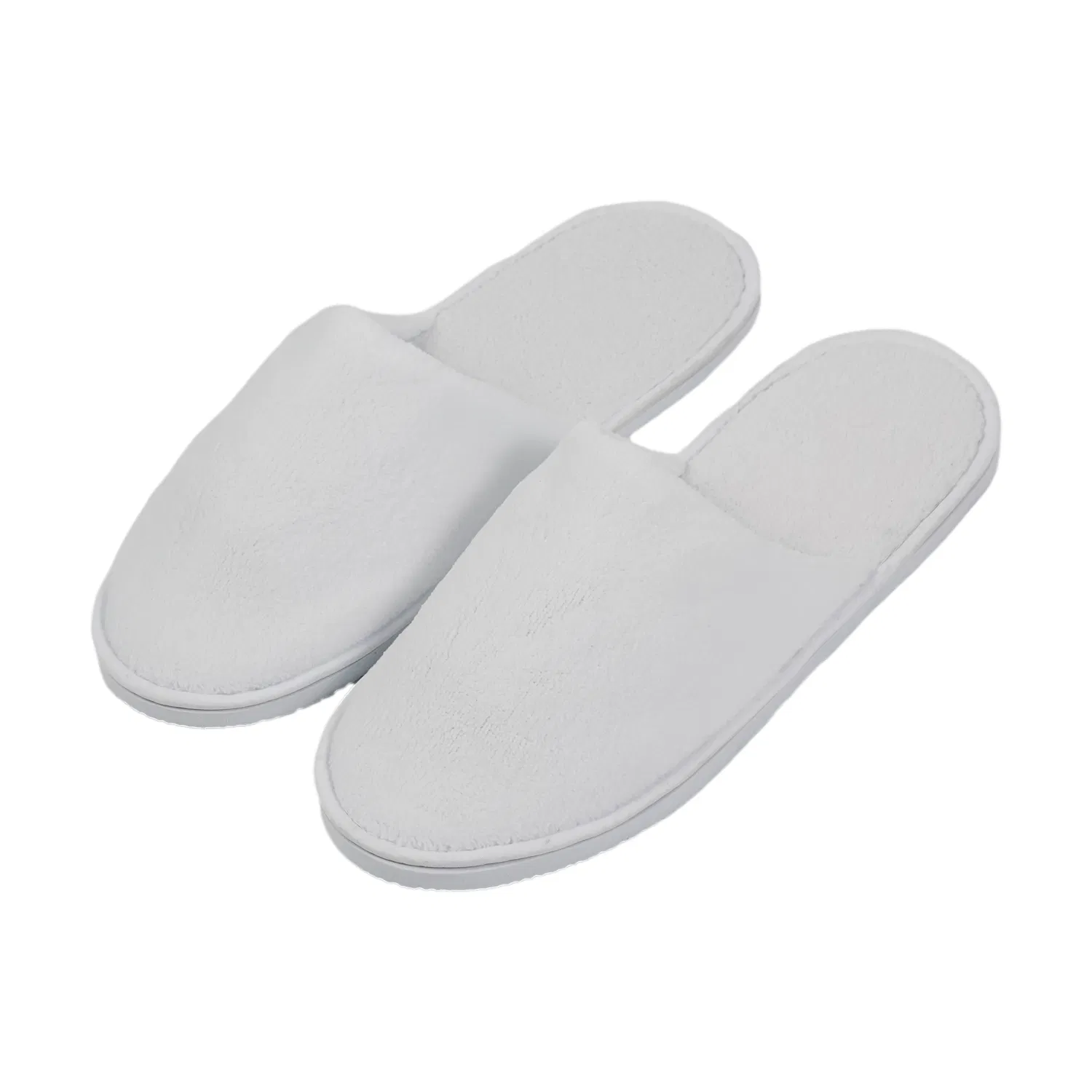 Zapatillas de hotel de terciopelo imitación con tela de waffle, combinación elegante