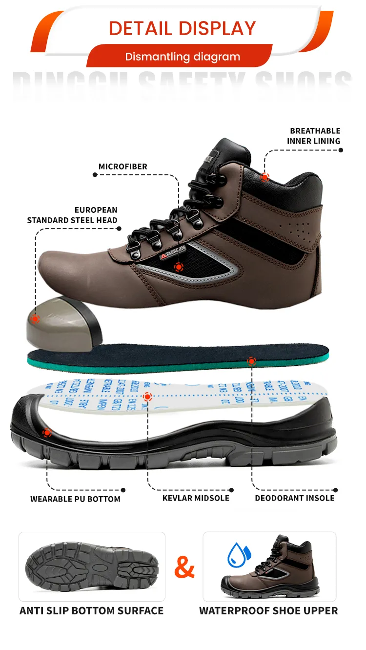 Zapatos de trabajo de seguridad impermeables con punta de acero para adelantarse