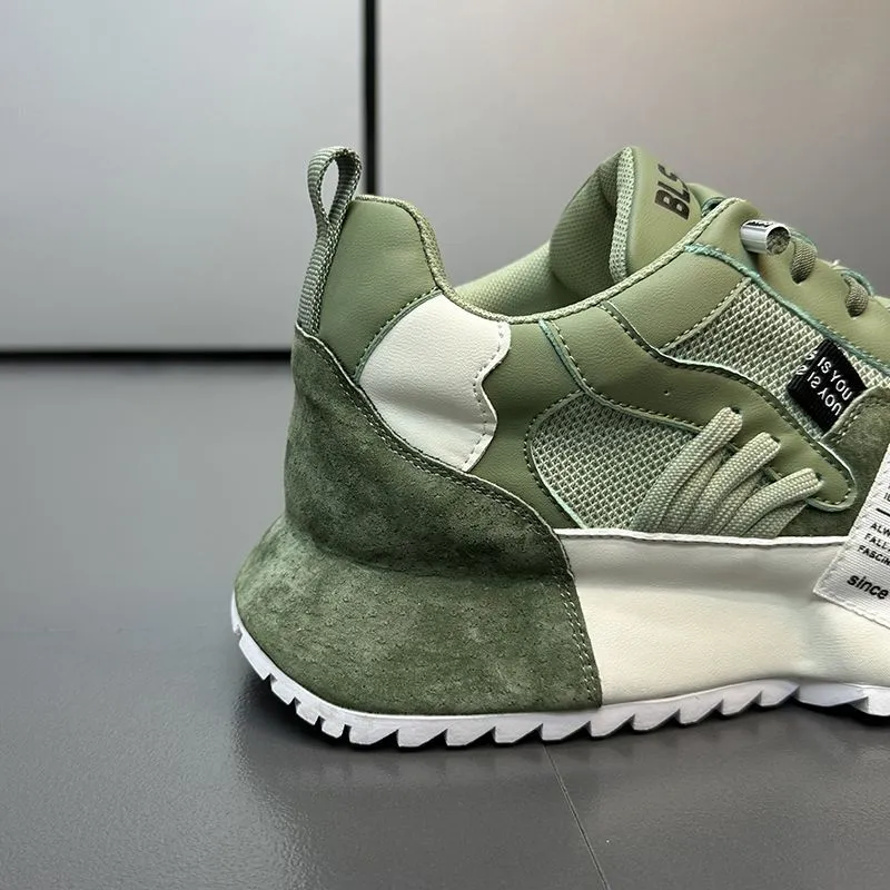 Zapatillas de running para hombres en malla de ante verde menta transpirables