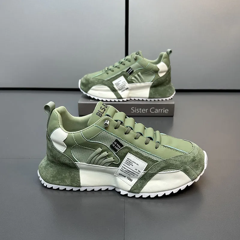 Zapatillas de running para hombres en malla de ante verde menta transpirables