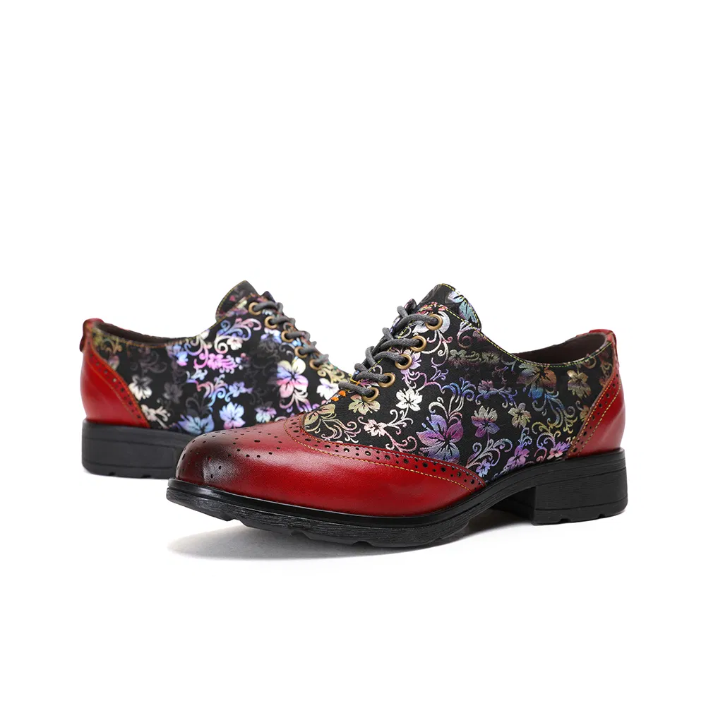 Zapatos de loafer de flores de moda para mujer, zapatos de cuero