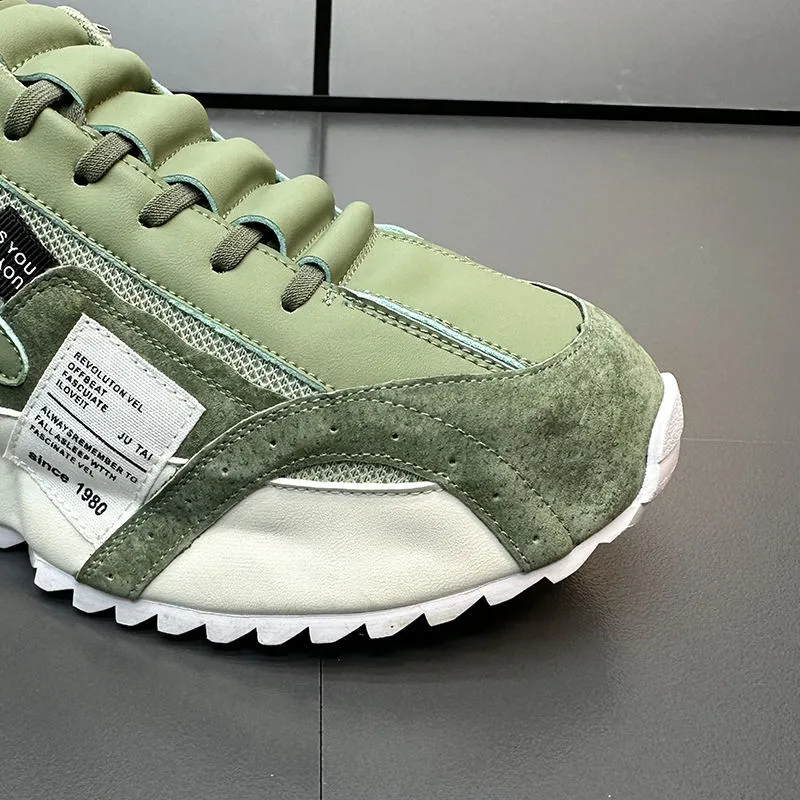 Zapatillas de running para hombres en malla de ante verde menta transpirables