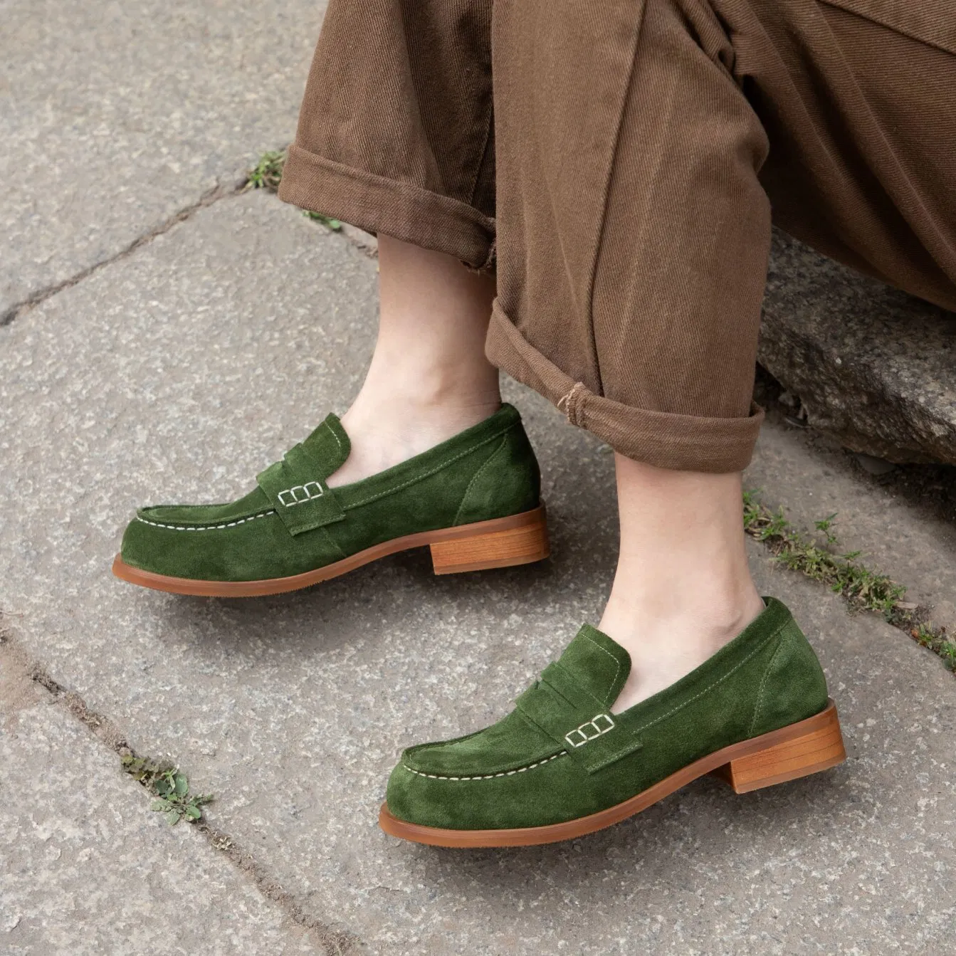 Zapatos de mujer de ante clásicos hechos a mano, mocasines de diseño, zapatos de oficina para mujeres, zapatos de vestir