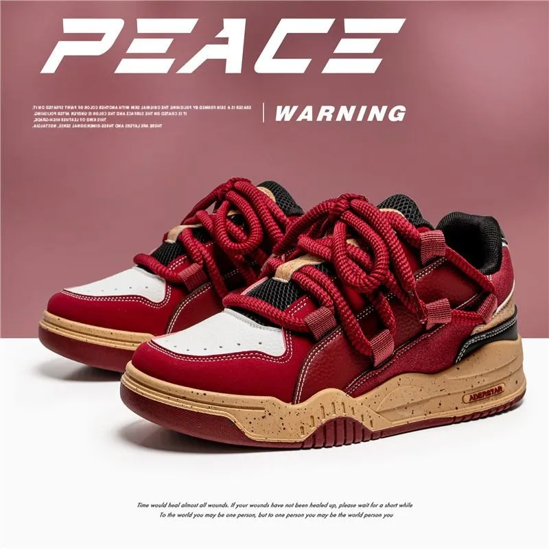 Zapatillas casuales de moda para hombres, color rojo vino, zapatos de plataforma de diseño exclusivo, zapatos de malla