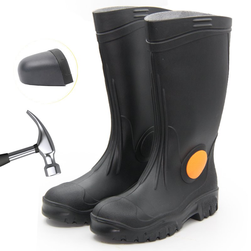 Zapatos de trabajo para hombres con punta de acero de goma, a prueba de perforaciones, impermeables, antideslizantes, para exteriores, resistentes a ácidos y álcalis, calzado industrial de seguridad