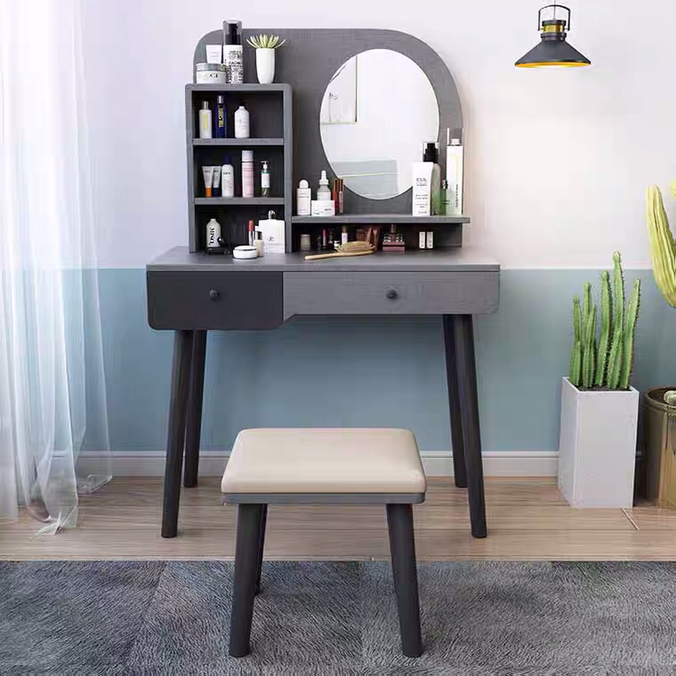 Organizador Multifuncional de Madeira para Hotel e Casa, Elegante Cômoda de Armazenamento com Espelho