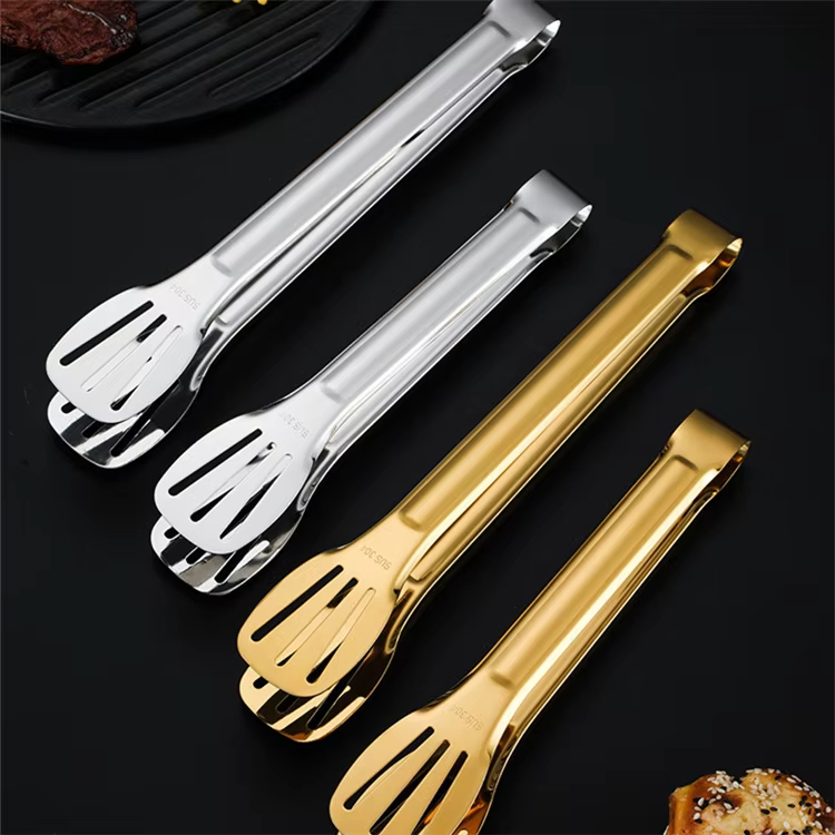 Pinças de Churrasco Douradas para Alimentos, Clipe para Bife, Aço Inoxidável, Suporte Oco para Bolo, Pão, Grelha, Utensílios de Cozinha, Acessórios de Cozinha