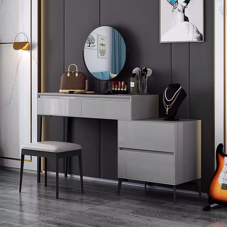 Móvel de Quarto Elegante Hotel Estilo Casa Móveis Duráveis Armazenamento Cômoda de Madeira com Espelho
