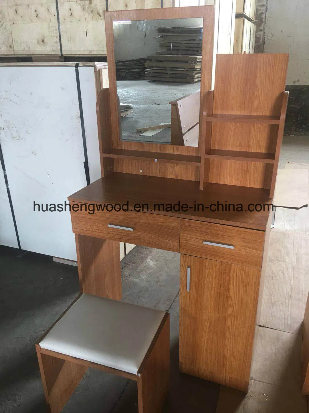 Cama de casal, mesa de cabeceira, Penteadeira, Dress Up Table