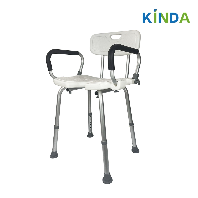 Cadeira de Chuveiro com Encosto Angulado e Braços Ajustável Ergonômica