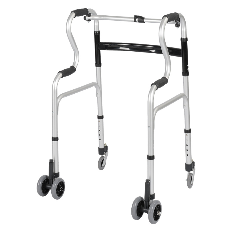 Andador manual com rodas leve de alumínio para fábrica profissional, estrutura de apoio para deficientes