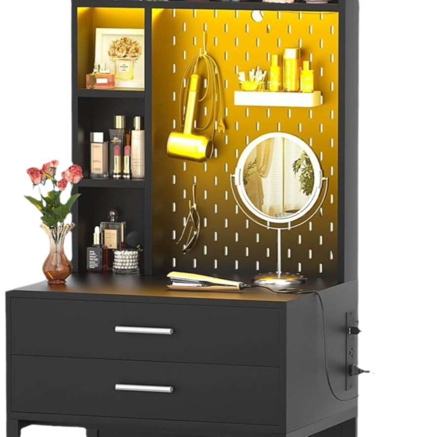 Mesa de maquiagem moderna minimalista para apartamento pequeno com luz e criado-mudo