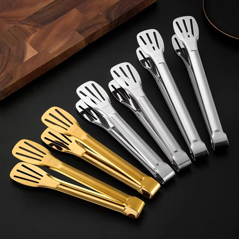 Pinças de Churrasco Douradas para Alimentos, Clipe para Bife, Aço Inoxidável, Suporte Oco para Bolo, Pão, Grelha, Utensílios de Cozinha, Acessórios de Cozinha