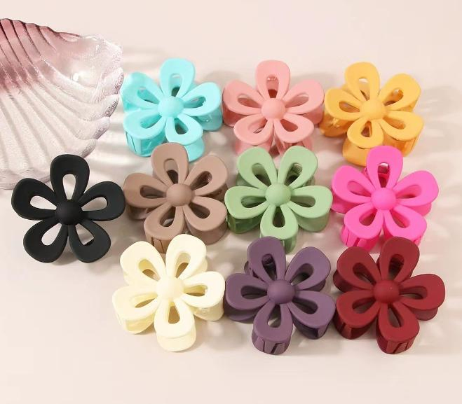 Design Novo por Atacado Estilo 6.9cm Clip de Cabelo Oco Clip de Flor Clip de Cabelo Fosco Clip de Tubarão para Penteado Alto Garras de Cabelo