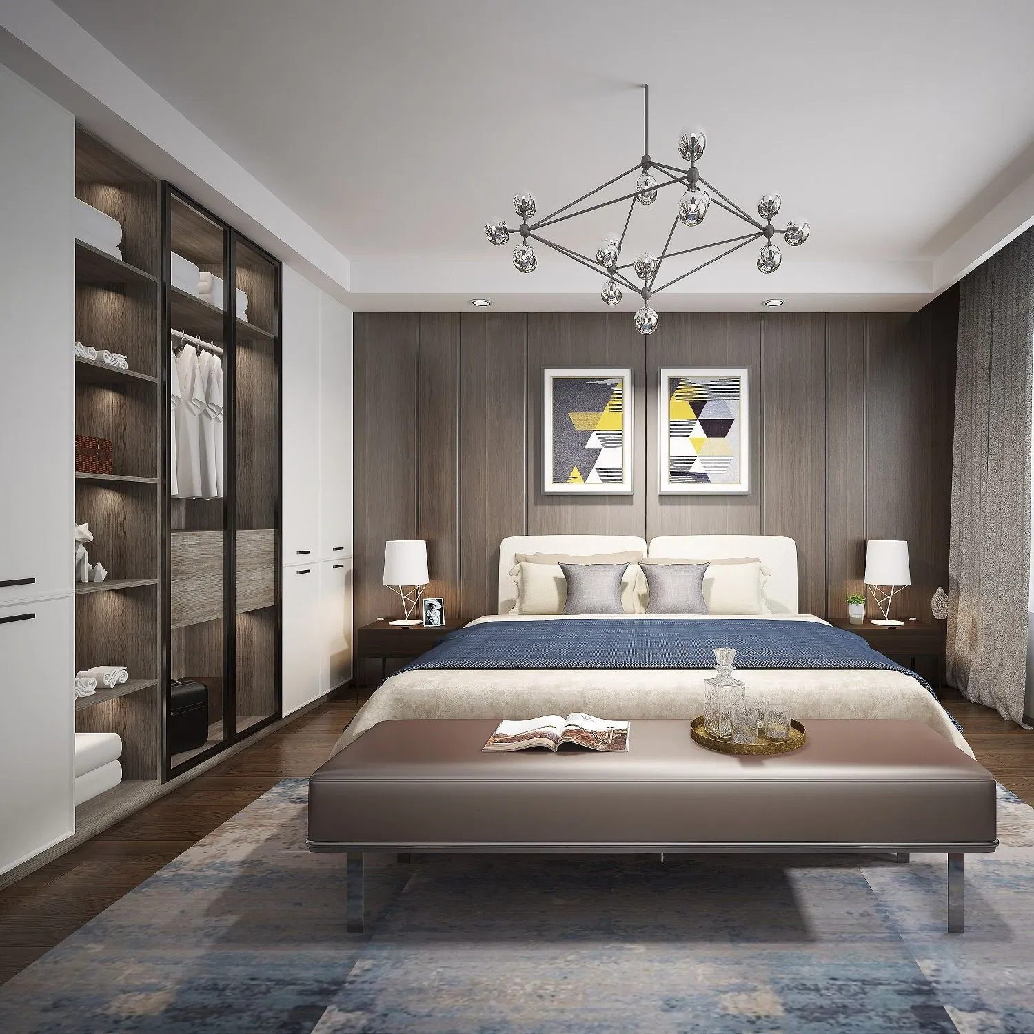 Armário de TV de Madeira Melamina, Mesa de Maquiagem, Closet Personalizado com Gavetas, Guarda-Roupa de Madeira Sólida, Mesa de Cabeceira Moderna, Conjuntos de Móveis para Quarto