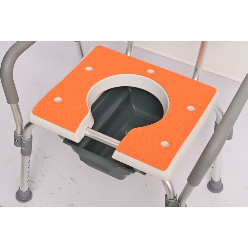 Cadeira de banho com assento de transferência, alça de esponja macia, apoio de braço resistente ao desgaste, buraco para vaso sanitário, para cuidados com pacientes