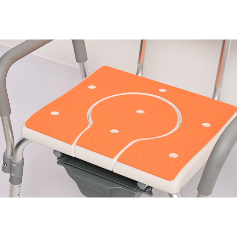 Cadeira de banho com assento de transferência, alça de esponja macia, apoio de braço resistente ao desgaste, buraco para vaso sanitário, para cuidados com pacientes