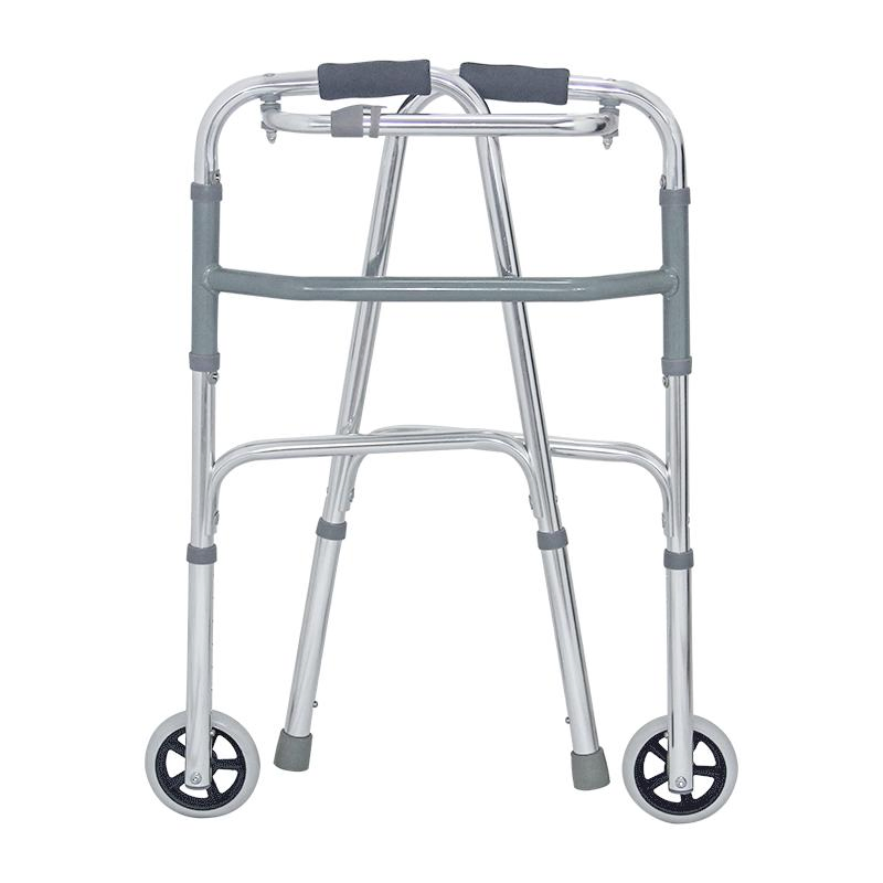 Equipamento de Reabilitação Andador Dobrável de Alumínio Ajustável e Leve para Adultos com Duas Rodas