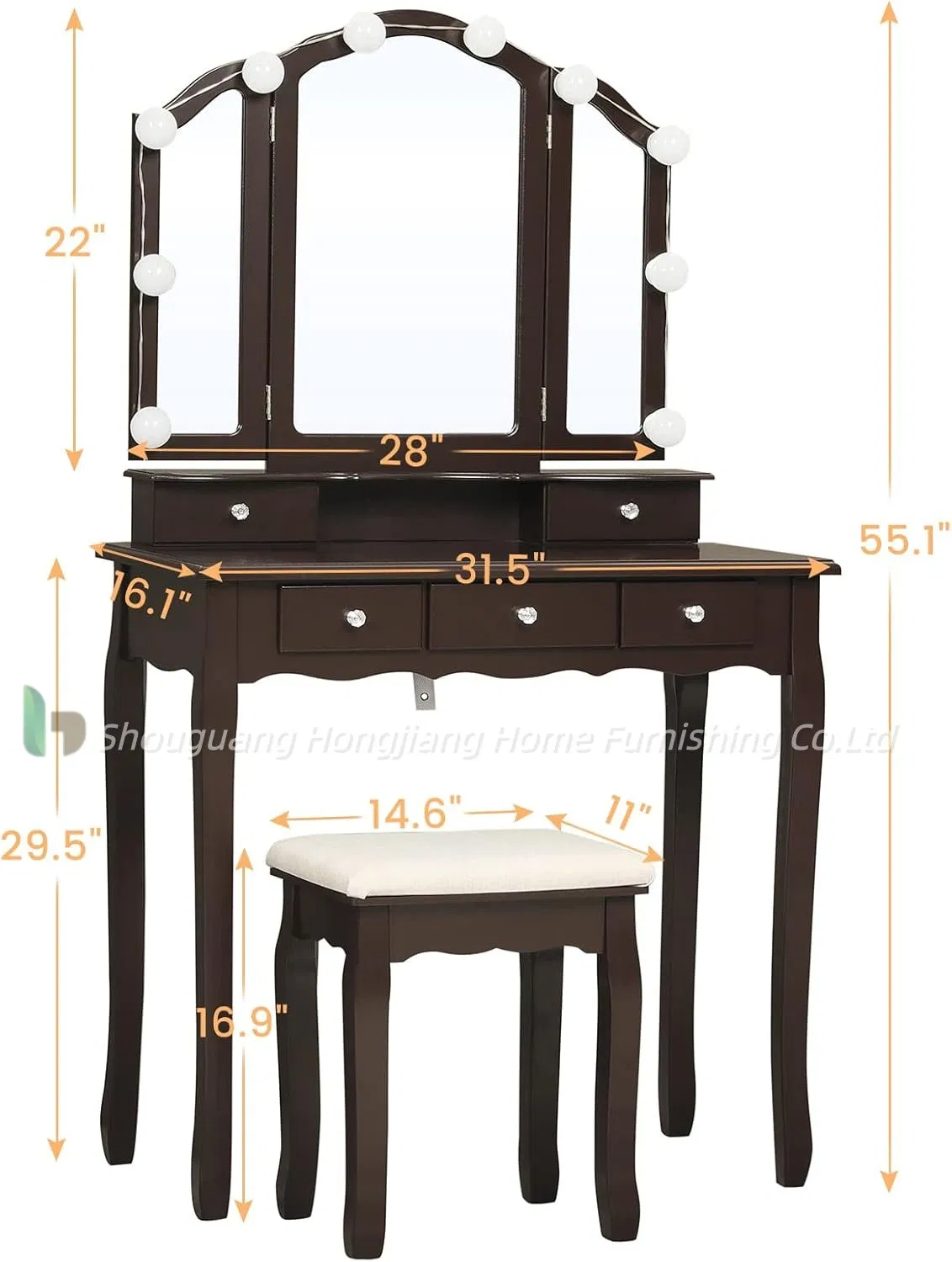 Novo Armário de Armazenamento de Canto para Quarto Master Pequeno com Painel e Mesa de Maquiagem de Alto Padrão