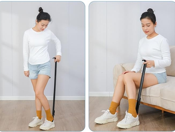 Cano Longo para Vestir com Calçador e Ferramenta para Remoção de Meias, Acessórios Ajustáveis para Vestir Sapatos, Meias, Camisas e Calças