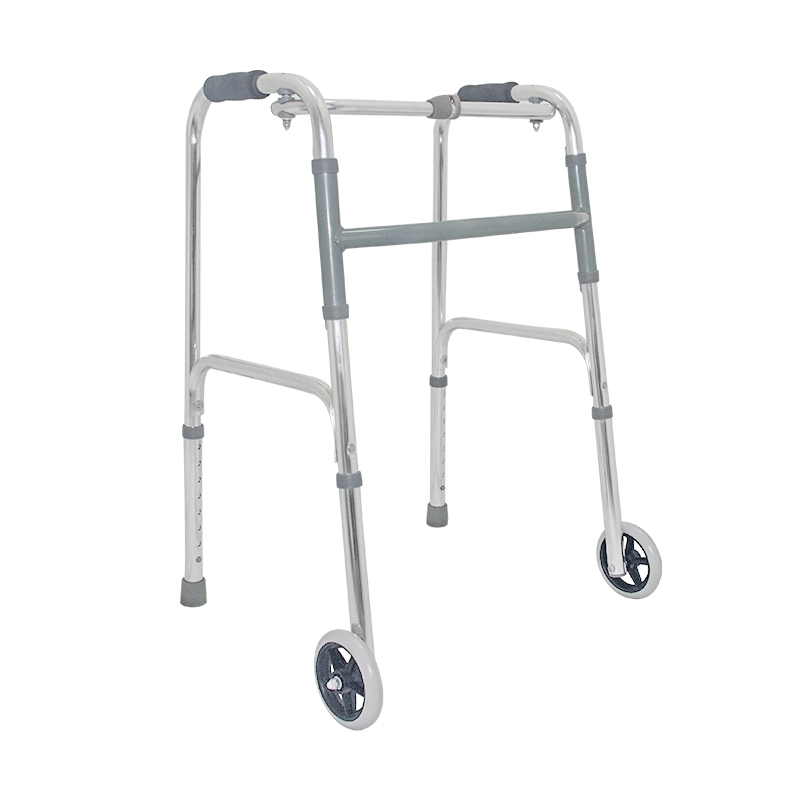 Equipamento de Reabilitação Andador Dobrável de Alumínio Ajustável e Leve para Adultos com Duas Rodas