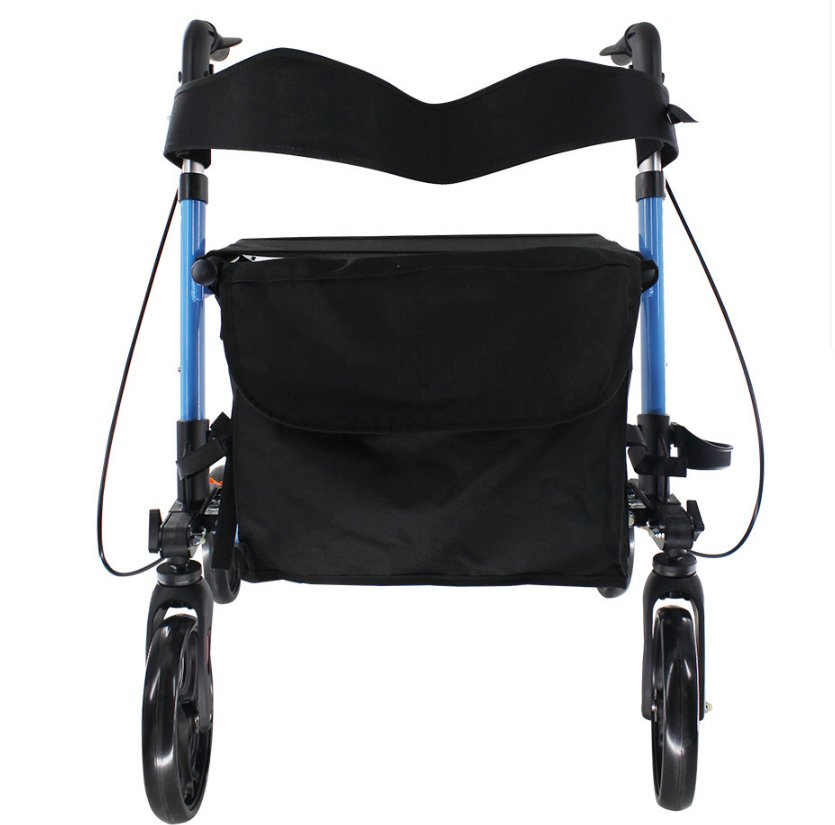 Adjustable Walker with Wheels and Seat Four Wheeled Walker Mobility Aid Lightweight Folding Shopping Cart Rollator for Seniors