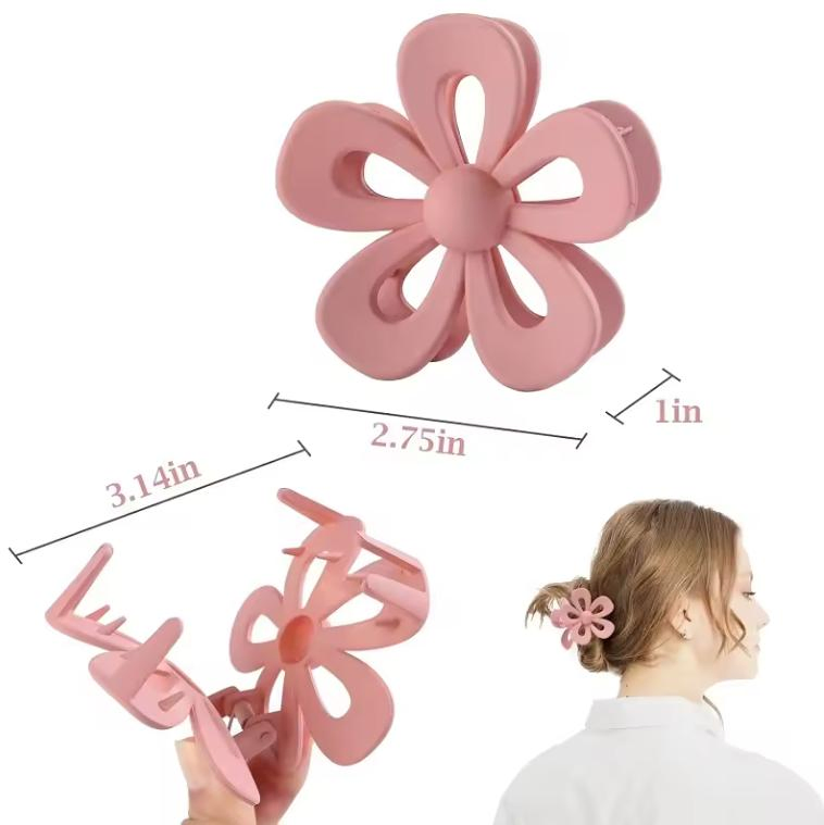 Design Novo por Atacado Estilo 6.9cm Clip de Cabelo Oco Clip de Flor Clip de Cabelo Fosco Clip de Tubarão para Penteado Alto Garras de Cabelo