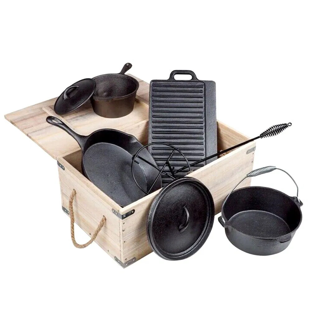 Forno holandês de ferro fundido para camping ao ar livre, utensílios de cozinha para churrasco