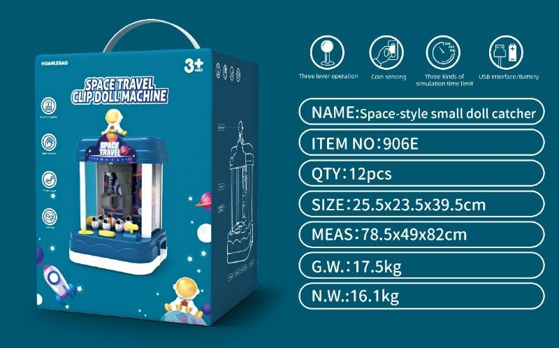 Máquina de Garra Mini Temática de Astronauta para Brincadeiras em Casa