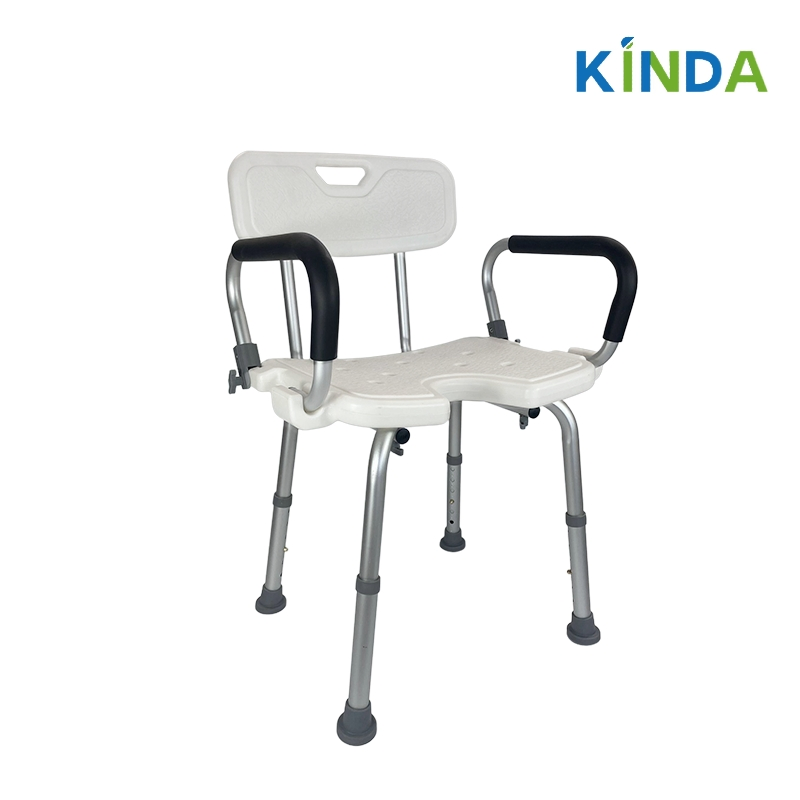 Cadeira de Chuveiro com Encosto Angulado e Braços Ajustável Ergonômica