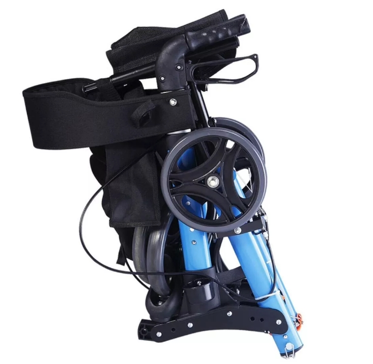 Adjustable Walker with Wheels and Seat Four Wheeled Walker Mobility Aid Lightweight Folding Shopping Cart Rollator for Seniors