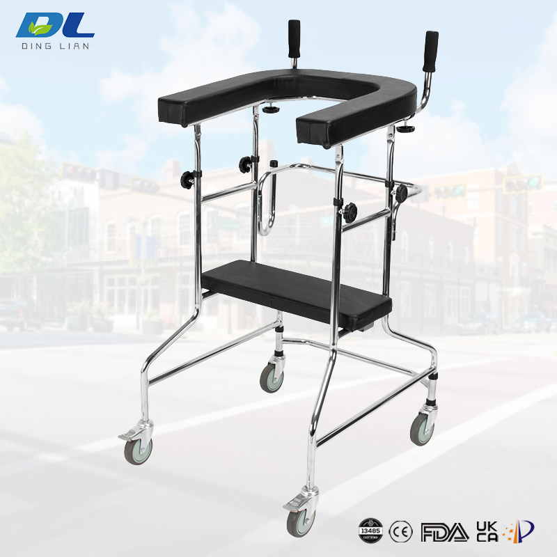 Andador Dinglian Dl-Wgyw06 Andador com rodas Andador vertical com apoio de braço e assento