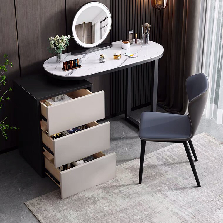 Organizador Multifuncional de Madeira para Hotel e Casa, Elegante Cômoda de Armazenamento com Espelho