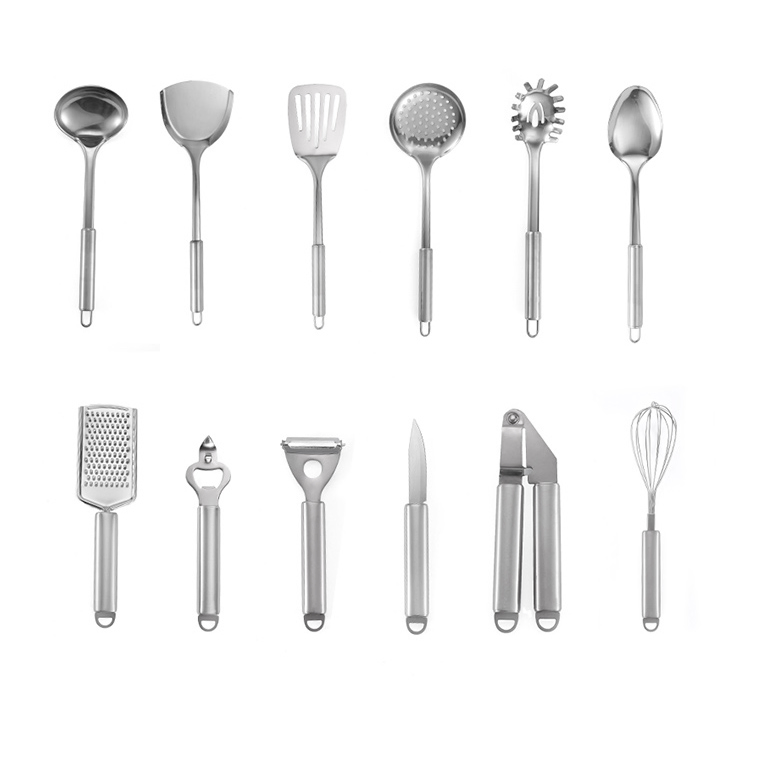Utensílios de Cozinha em Aço Inoxidável Não Magnético Premium: Espátula Resistente, Concha, Colher Furada e Concha para Sopa