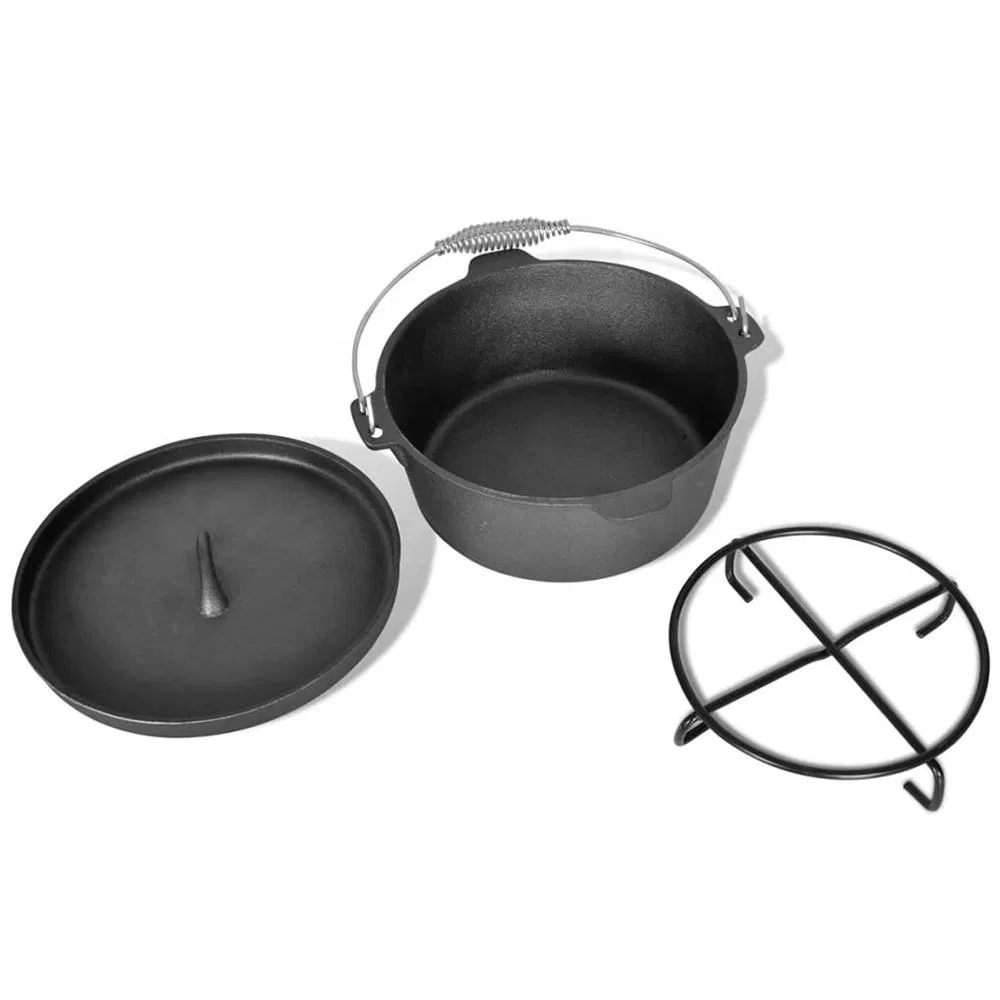 Forno holandês de ferro fundido para camping ao ar livre, utensílios de cozinha para churrasco