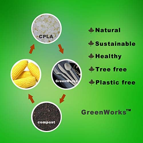 7inch Conjunto de Talheres Descartáveis Certificados Bpi Compostáveis com Garfos, Colheres e Facas Compostáveis