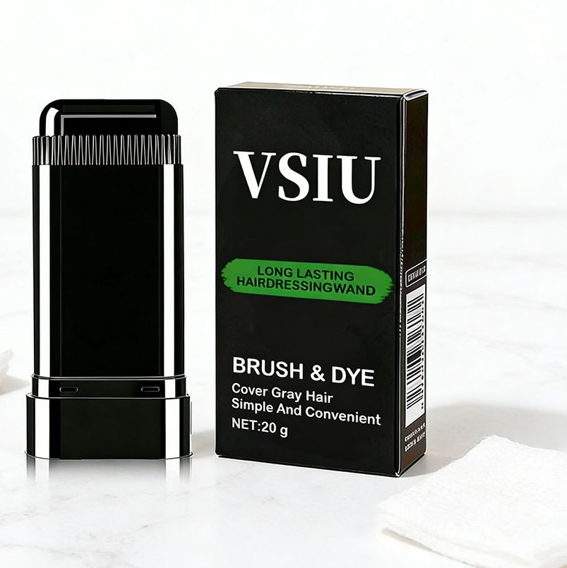 Capa de Cabelo Cinza Logotipo Personalizado Portátil Aparência Natural Temporária Cobertura de Raiz Preta Bastão de Cor de Cabelo
