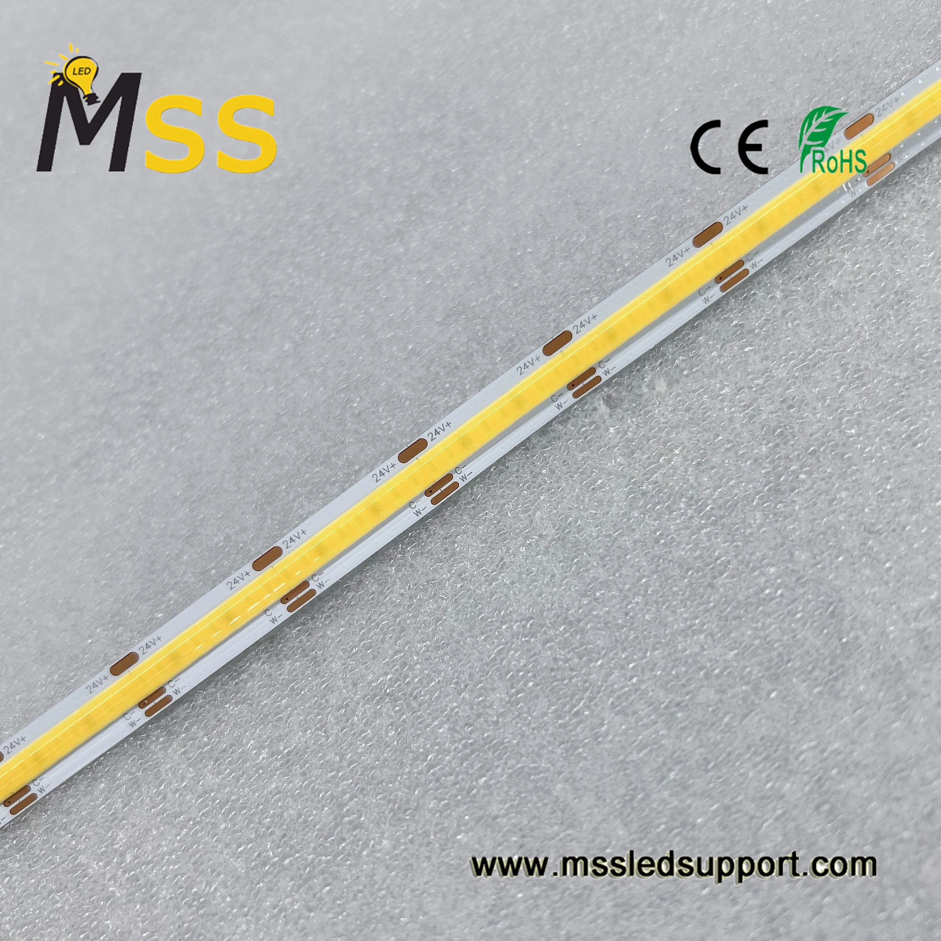 COB LED Strip CCT Tunable 2700K to 6500K 24K DC 608LEDs/M Two Color Adjustable White LED Light Strip Flip Chip Fcob LED Strip