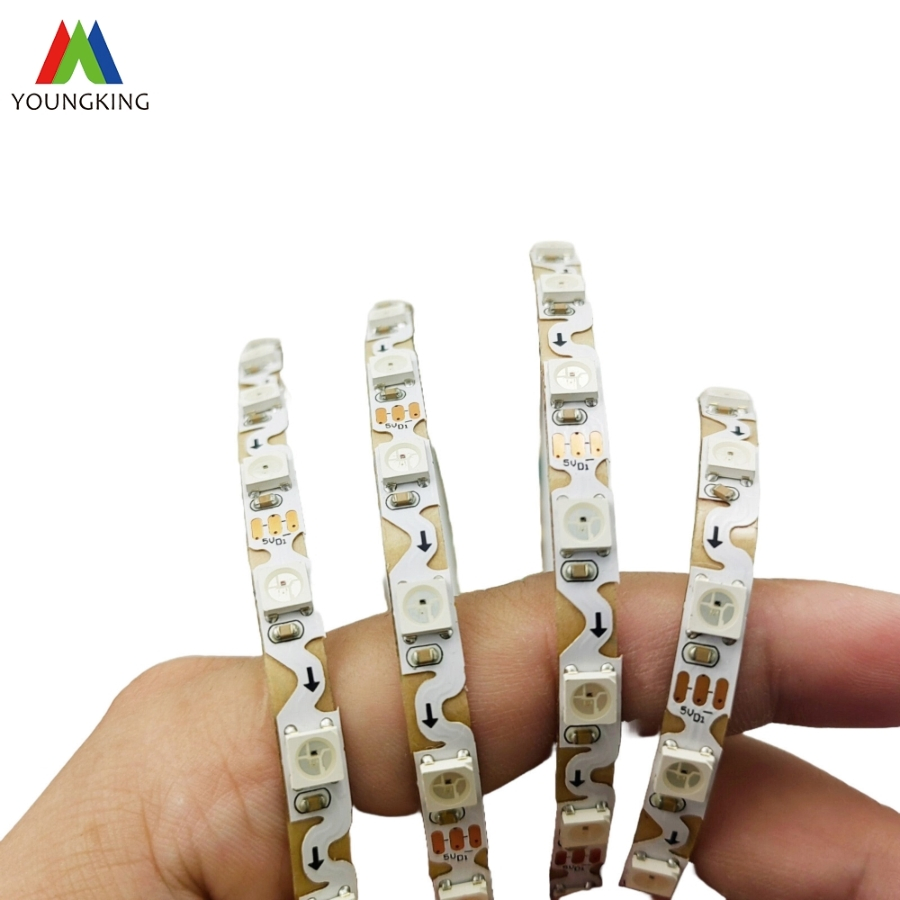 Zigzag 5V 5050 RGB Ws2812b Ws2812 Tape 5mm 6mm 48 LEDs 60LED/M 5m Smart Rgbic Bending S Shape Type Zig Zag LED Flexible Strip