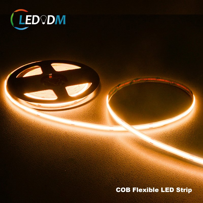 Dim to Warm 5V Addressable Cutting RGB CCT Tunable White Side Emitting China DC12V Double Row COB LED Strip with ETL CE Rhos