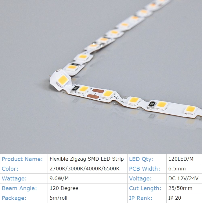 Non-Waterproof SMD2835 Zigzag S Shape Flexible LED Strip Light