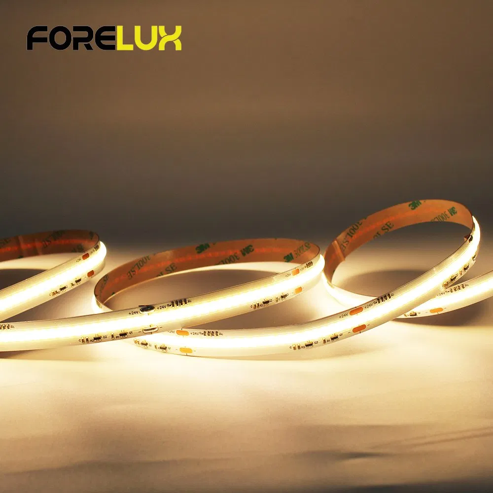 CE RoHS Approved 1800K+3000K Dim to Warm COB Dotless LED Strip for Interior and Exterior Lighting
