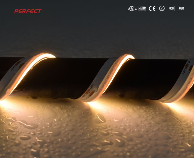 Side Emitting Dotless Flexible COB LED Strip Rope Light 480LED/M