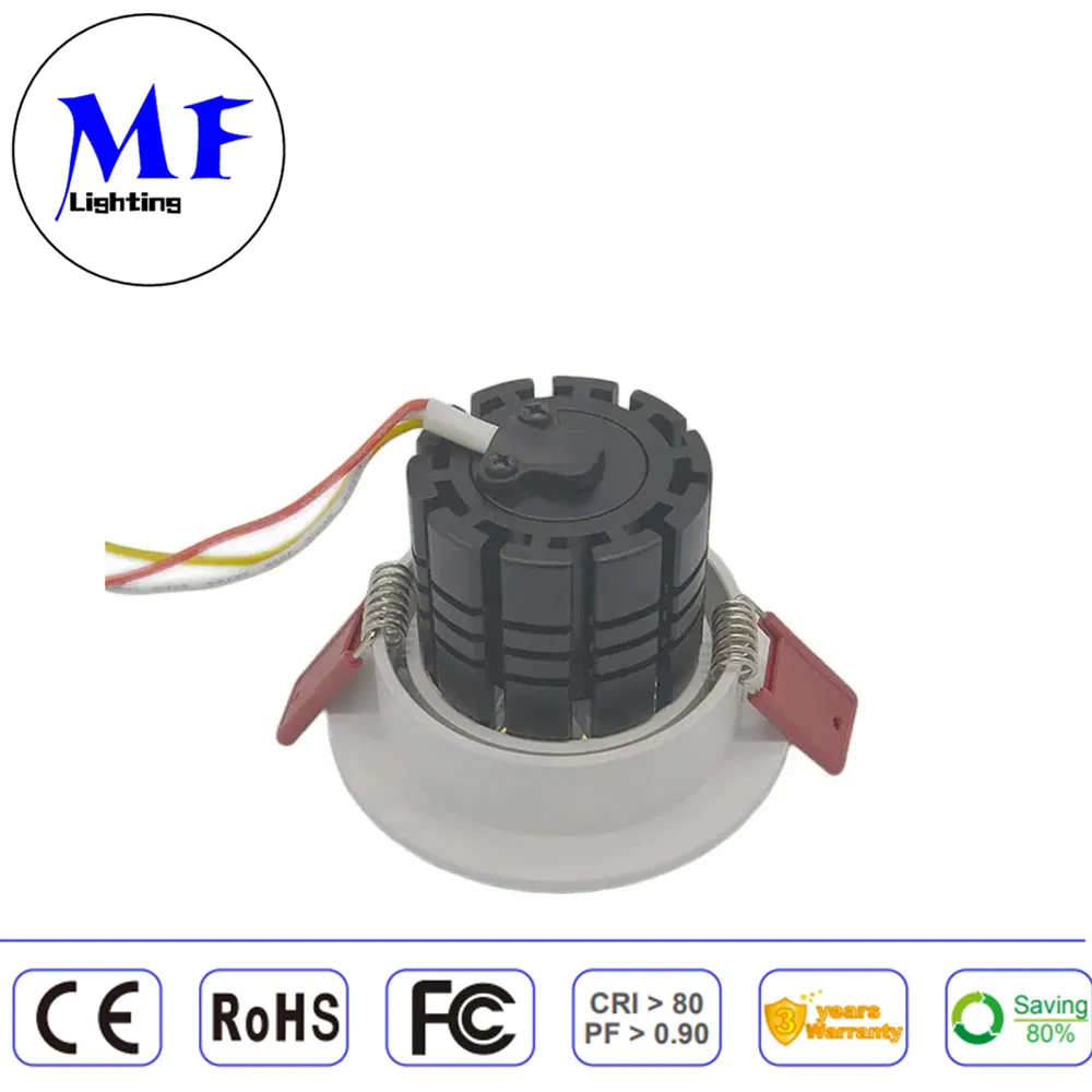 Factory Price Indoor Flicker Free 5 Years Warranty 8W CE/ RoHS 24V Tunable White Aluminum Frame Recessed COB LED Indoor Ceiling Down Light